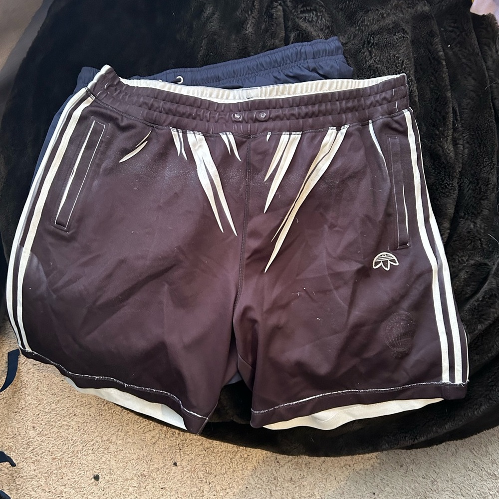 Adidas Black and White Athletic Shorts with Stripes